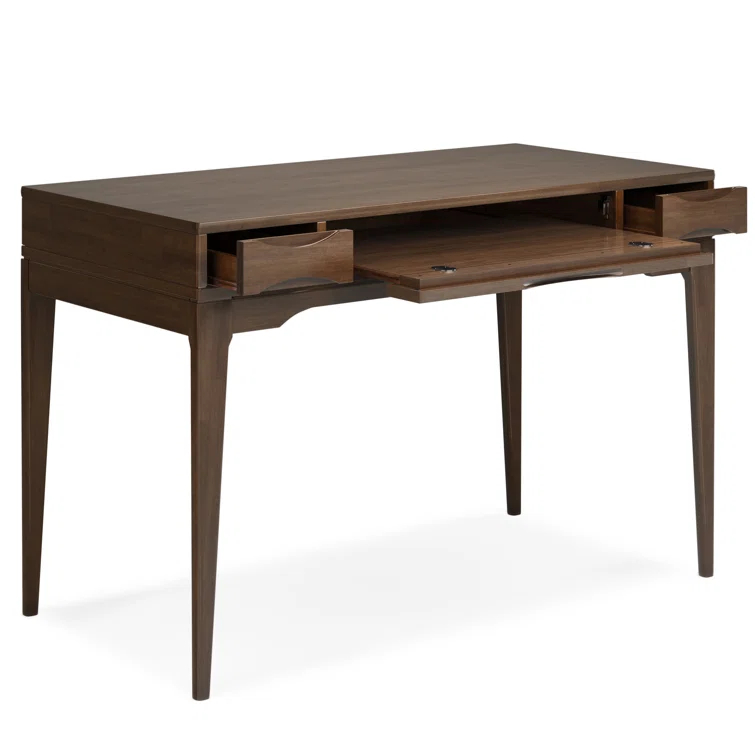 Simpli Home Harper Solid Wood Desk, Contemporary Style with Keyboard Tray and Storage