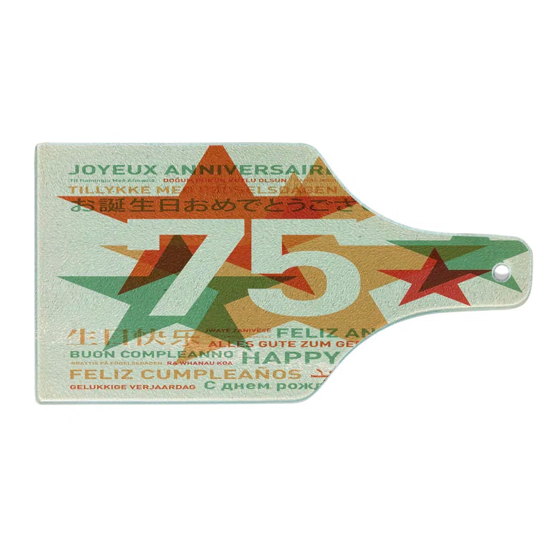 Ambesonne Ambesonne Vintage Tempered Glass Cutting Board Worldwide Greetings Multicolor
