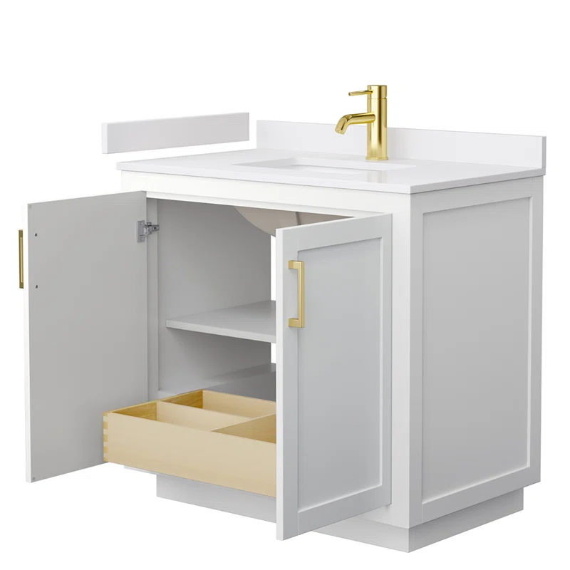 Wyndham Collection Miranda 36" Freestanding Single Bathroom Vanity with Cultured Marble Top