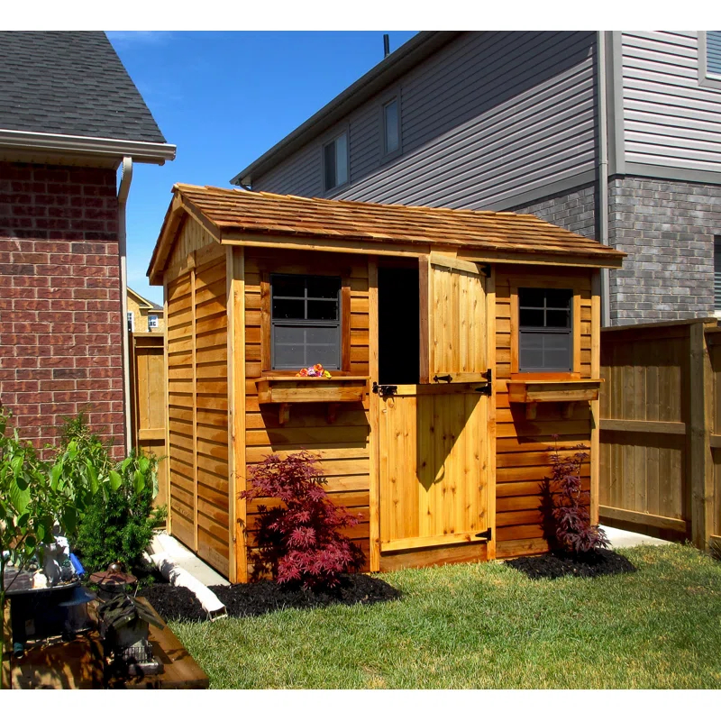 Outdoor Living Today 9 ft. W x 6 ft. D Cabana Cedar Wood Garden Shed