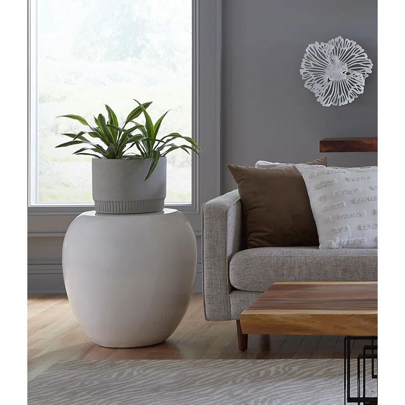 River Stone Side Table Gel Coat White