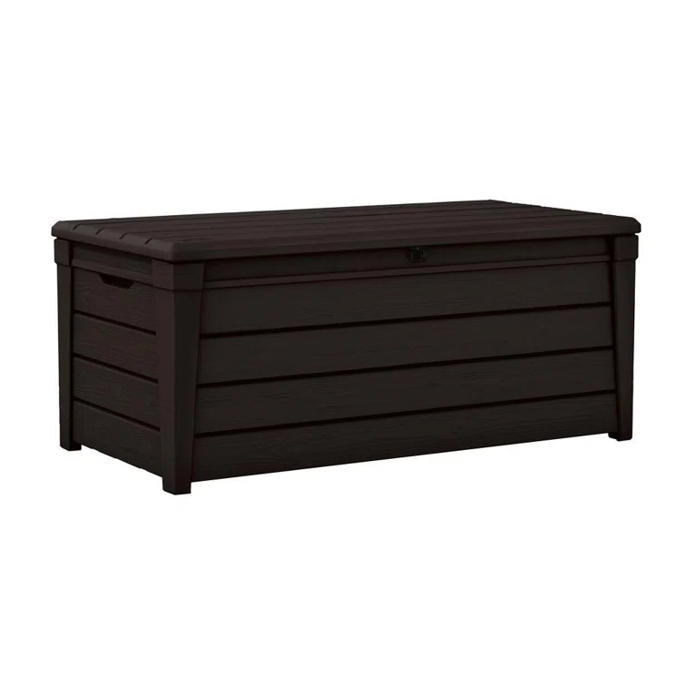 Keter Keter Brightwood 120 Gallon Large Durable Outdoor Storage and Weather Resistant Resin Deck Box