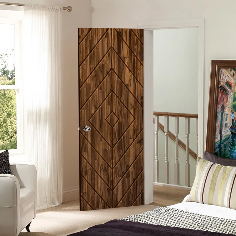 Calhome Stained Smooth Pine Wood Single Prehung Interior Door