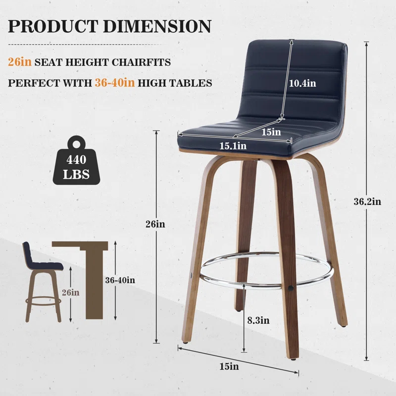 Corrigan Studio® Upholstered Swivel Stool (Set of 2)