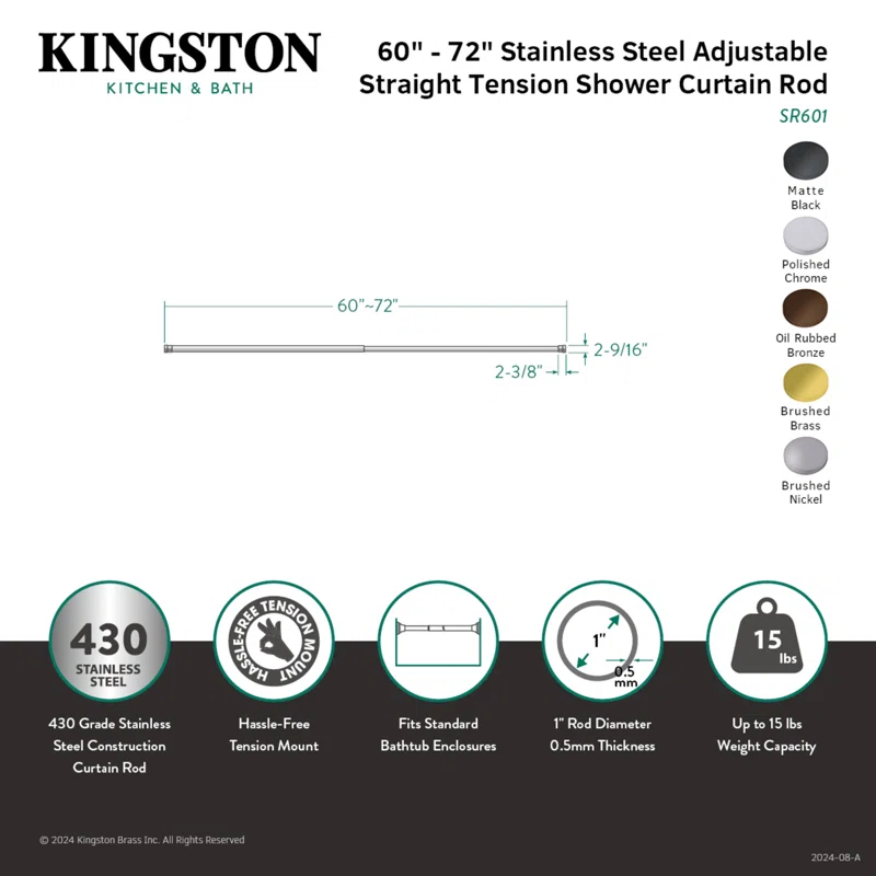 Kingston Brass Kingston Brass Edenscape 60-Inch to 72-Inch Adjustable Shower Curtain Rod