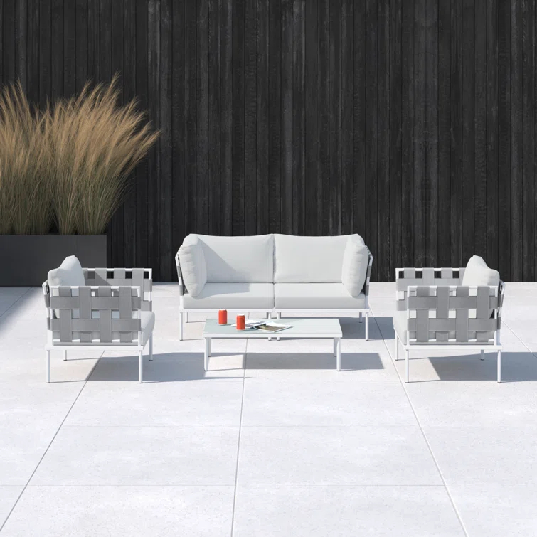 Modway Harmony 5 Piece Outdoor Patio Aluminum Sectional Sofa Set