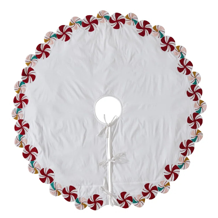Arcadia Home LIMITED EDITION Candy Swirl Hand Beaded Christmas Tree Skirt