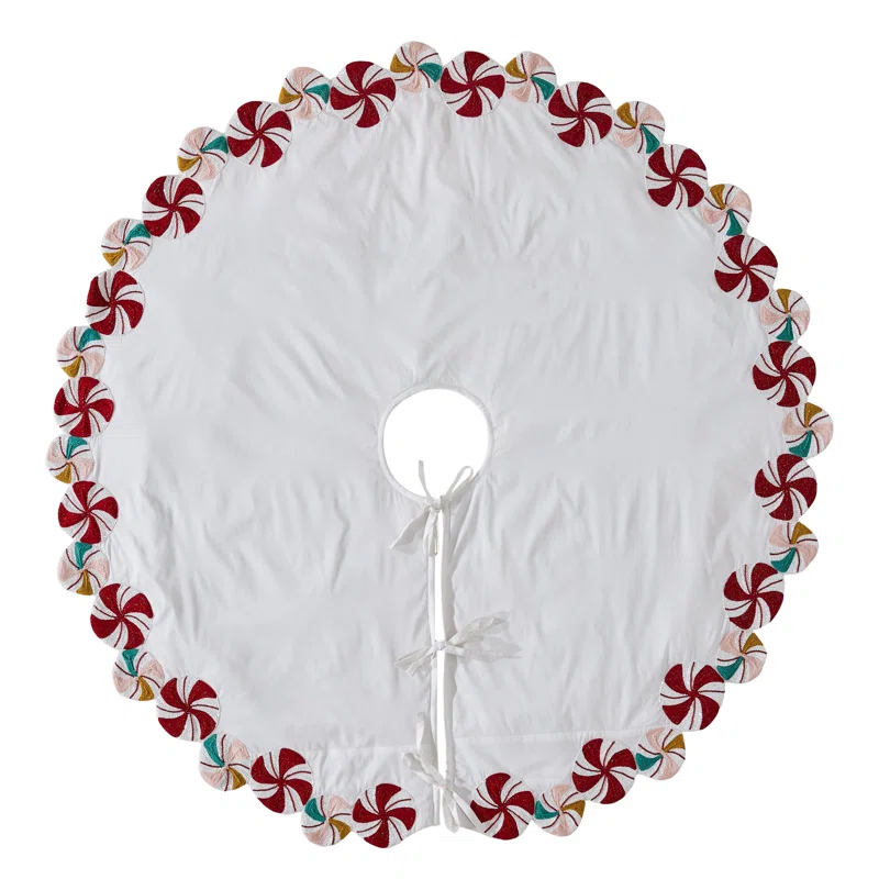 Arcadia Home LIMITED EDITION Candy Swirl Hand Beaded Christmas Tree Skirt