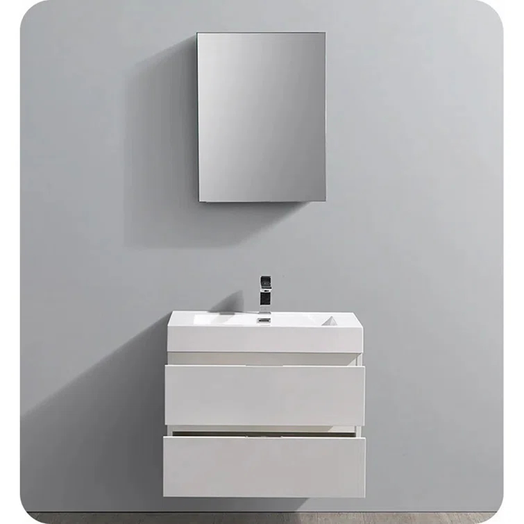 Fresca Valencia 24" Wall Mount Single Sink Bathroom Vanity with Top and Sink (Faucet Not Included)