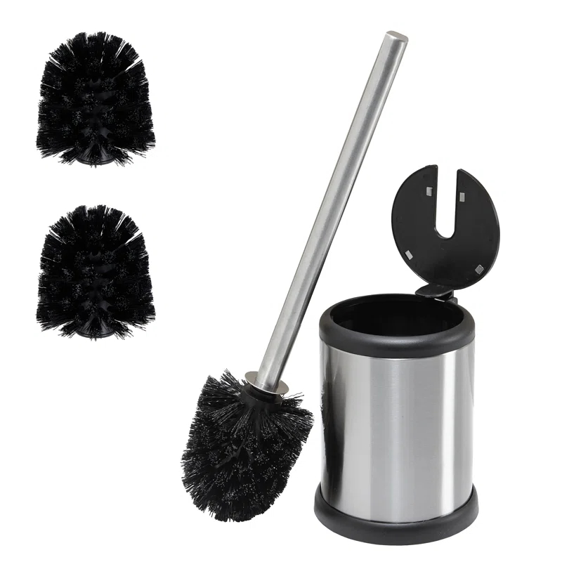 Bath Bliss Bath Bliss 2 Pack Self Closing Lid Toilet Brush and Holder 2 Pack Replacement Brushes