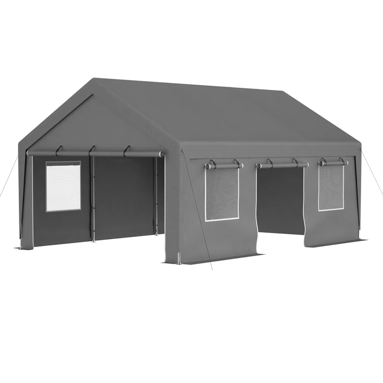 Thanaddo 13 Ft. W x 20 Ft. D Garage Heavy Duty Carport Portable Garage Storage Shed Canopy
