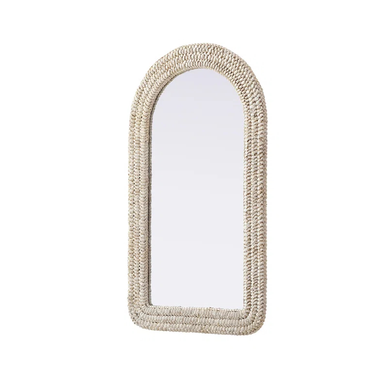 Beachcrest Home™ Dennard Arch Cornhusk Mirror in Linen White