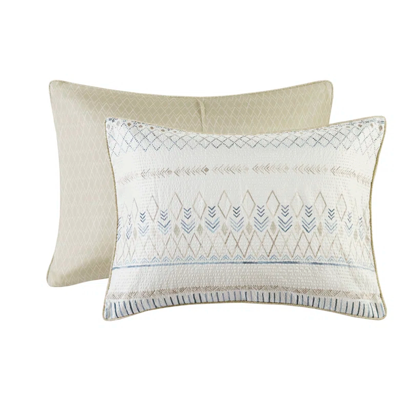 Madison Park Fraser 5 Piece Printed Seersucker Comforter Set with Throw Pillows