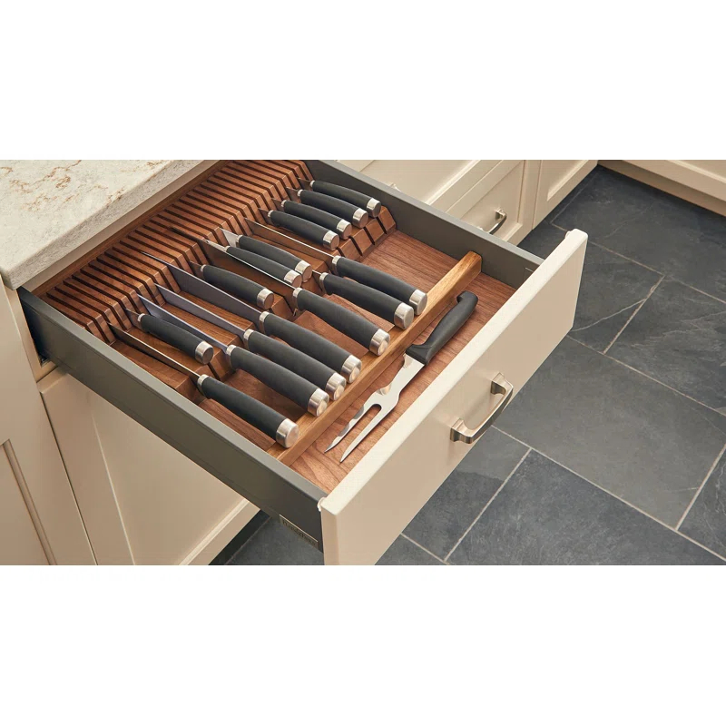 Rev-A-Shelf Rev-A-Shelf Walnut Trim To Fit Knife Block Drawer Insert Organizer