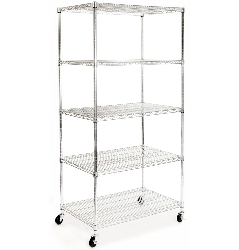 Seville Classics 36'' W 5-Tier NSF-Certified Steel Shelving with Wheels