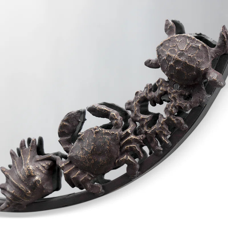 Beachcrest Home™ Seahorse and Sea Life Round Wall Mirror