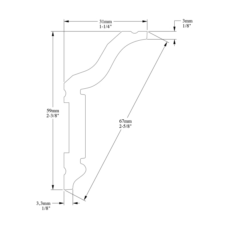 1-1/4 in x 2-3/8 in x 78-3/4 in Primed White Plain Polystyrene Crown Moulding (Set of 4)