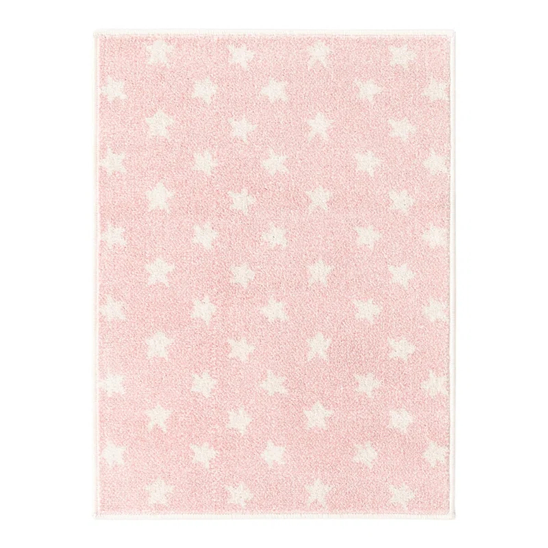 Whimsy Stars Baby Pink/Ivory Kid Rug