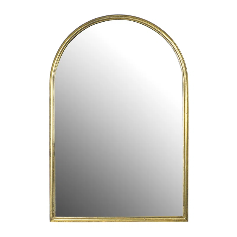 Dakota Fields Arched Metal Framed Wall Mirror with Metal Trim
