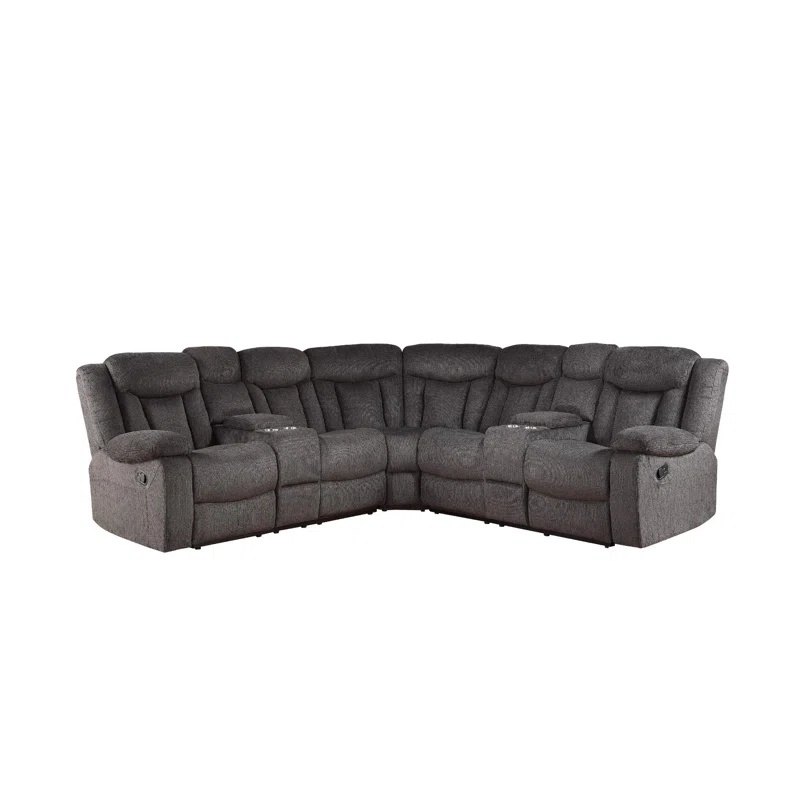 Wade Logan® Agatino Contemporary Motion Sectional Sofa with Storage and Cup-Holder in Dark Brown
