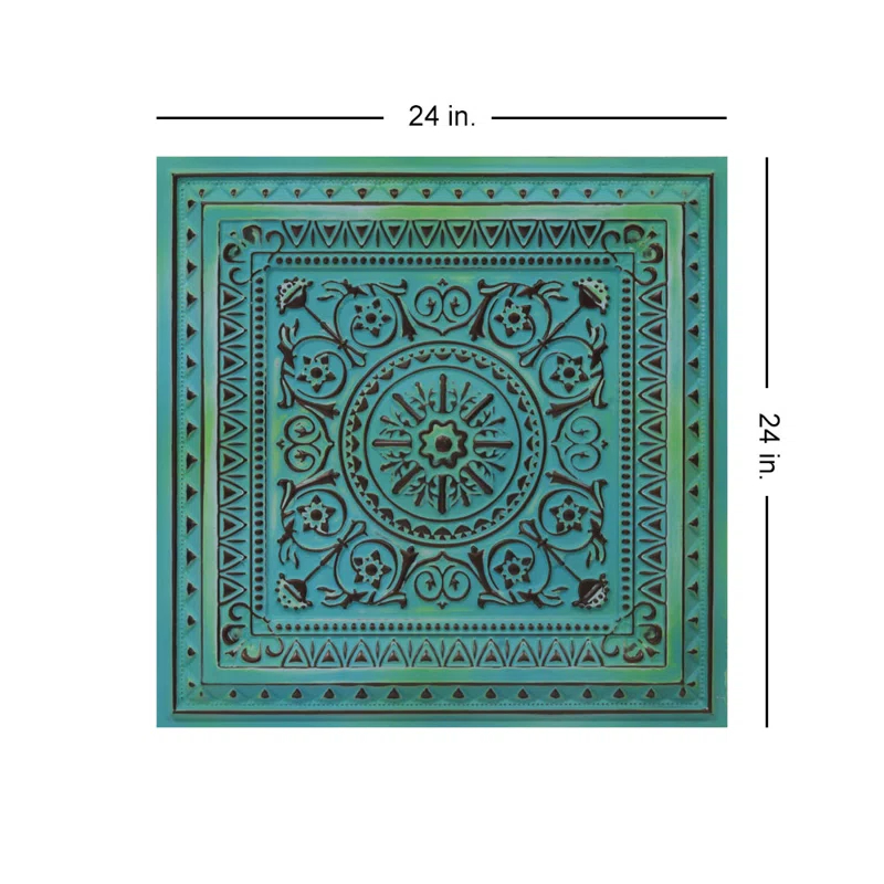 uDecor Marseille 24'' W Textured PVC Drop-In Ceiling Tile In Antique Gold (Set of 10)