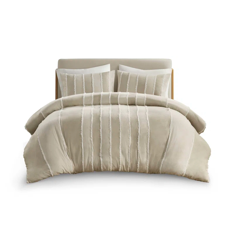 INK+IVY Shay 3 Piece Striped Cotton Duvet Cover Set