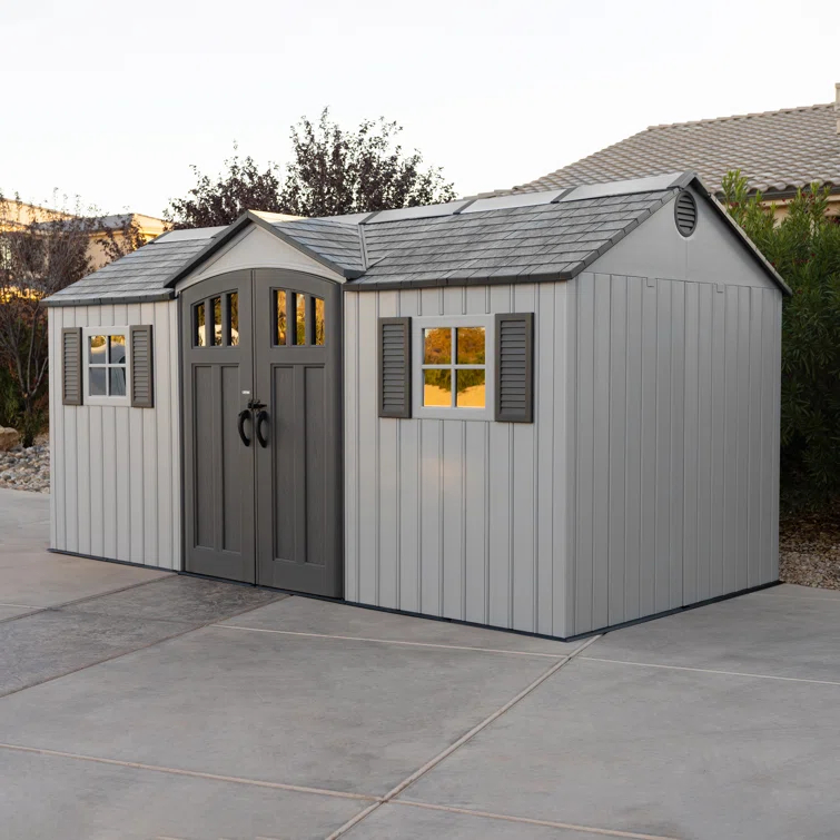 Lifetime 15 Ft. x 8 Ft. High-Density Polyethylene Outdoor Storage Shed with Steel-Reinforced Construction & Reviews | Wayfair