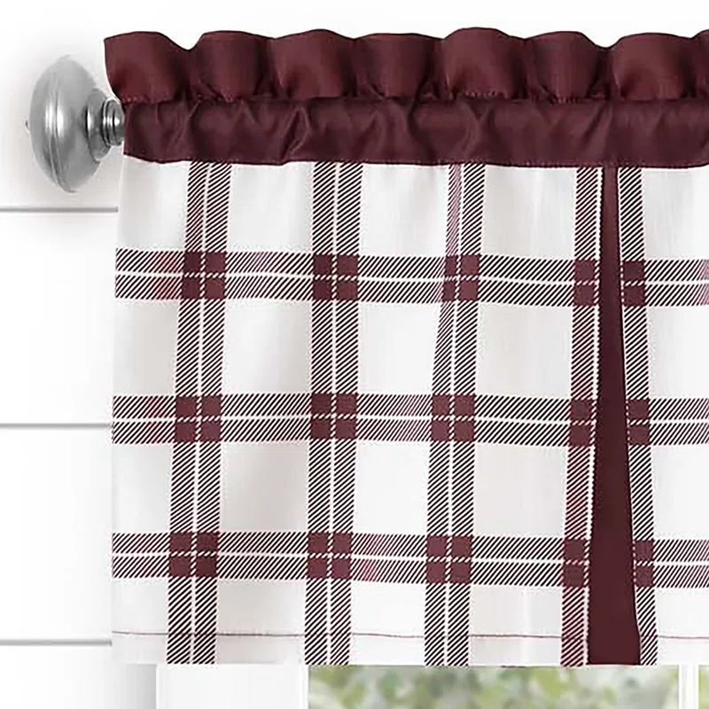 Achim Importing Co Plaid Tailored 58'' W Kitchen Curtain