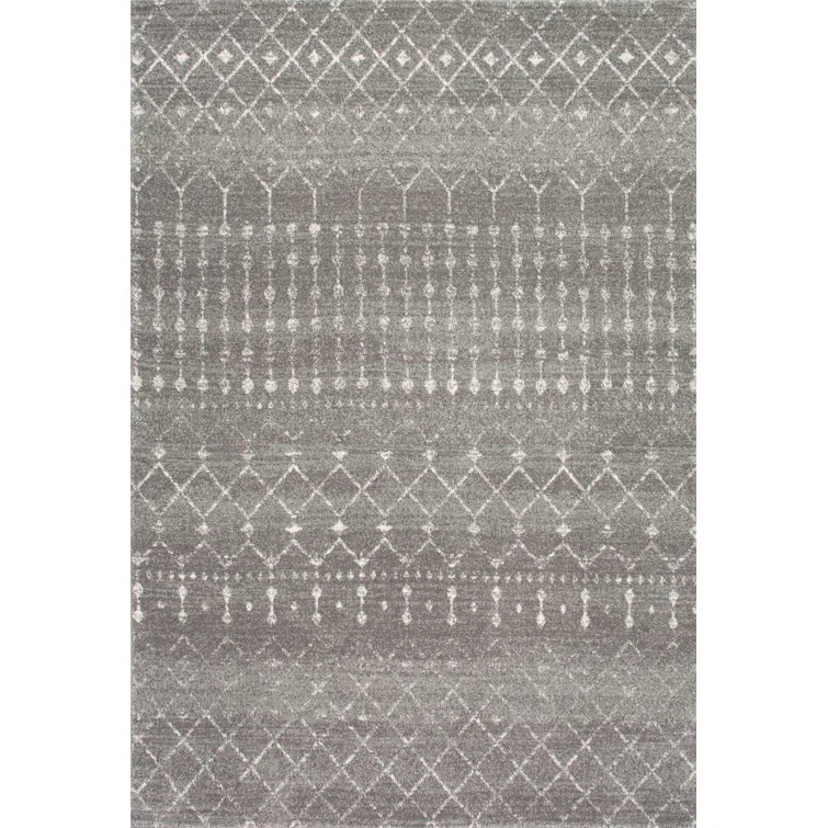 Union Rustic Amanuel Moroccan Geometric Area Rug in Dark Gray