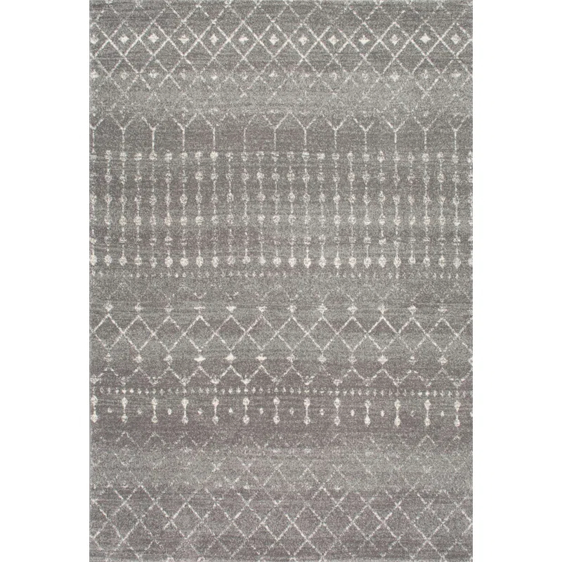 Union Rustic Amanuel Moroccan Geometric Area Rug in Dark Gray