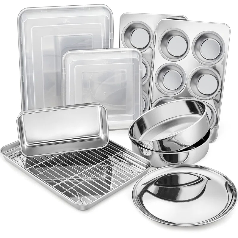 BOPWAY 12-Piece Stainless Steel Baking Pan Set