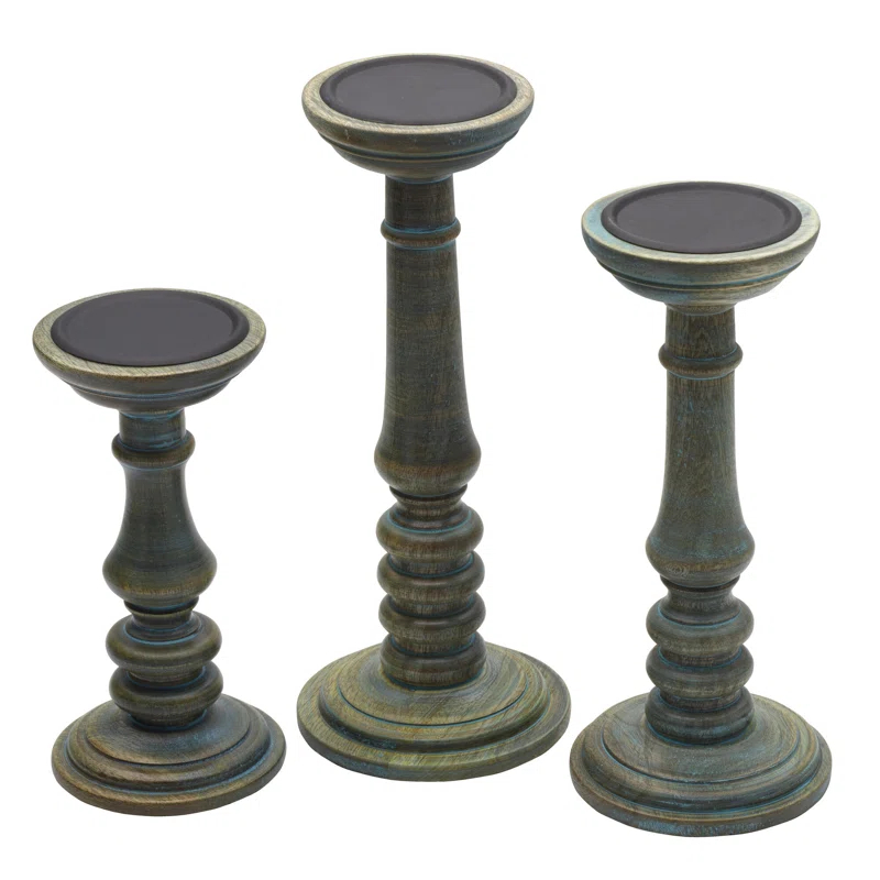 Elements Elements 3 Piece Wood Tabletop Candlestick Set