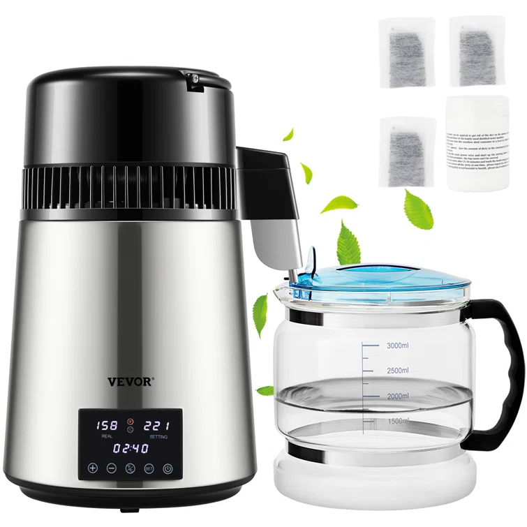 VEVOR VEVOR 1.1 Gallon Countertop Water Distiller, 0.4 Gal/H, 1750W Stainless Steel Distiller
