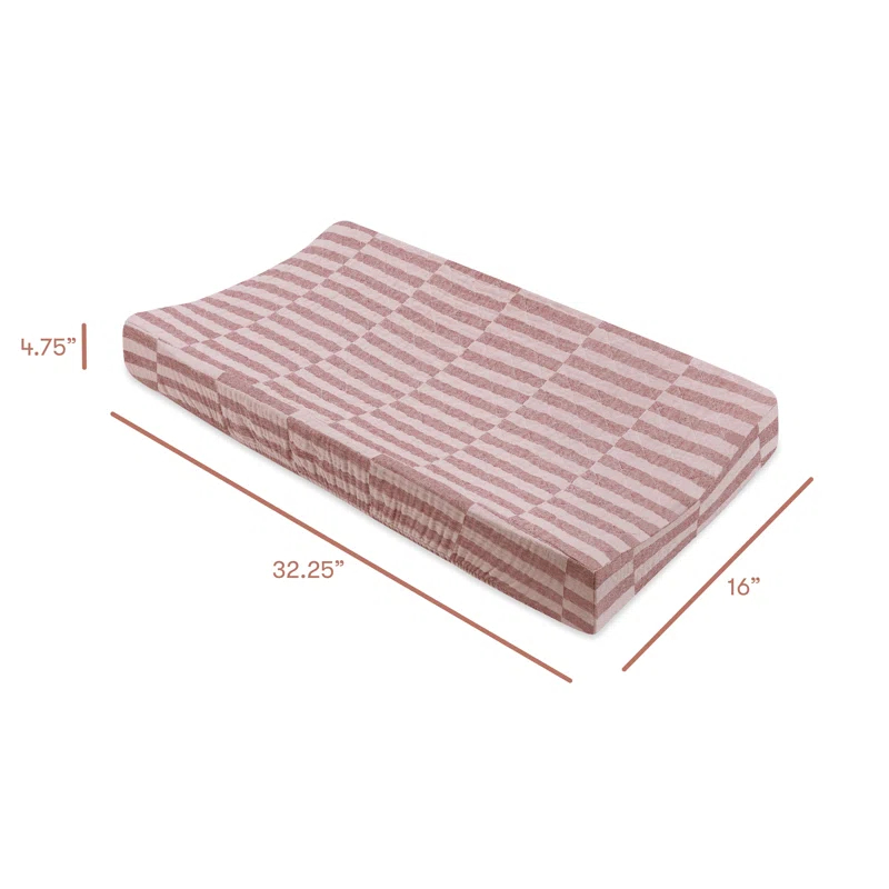 babyletto Maroon Stripe Quilted Muslin Changing Pad Cover