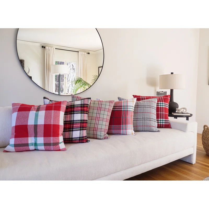 Plaid Feather Reversible Throw Pillow