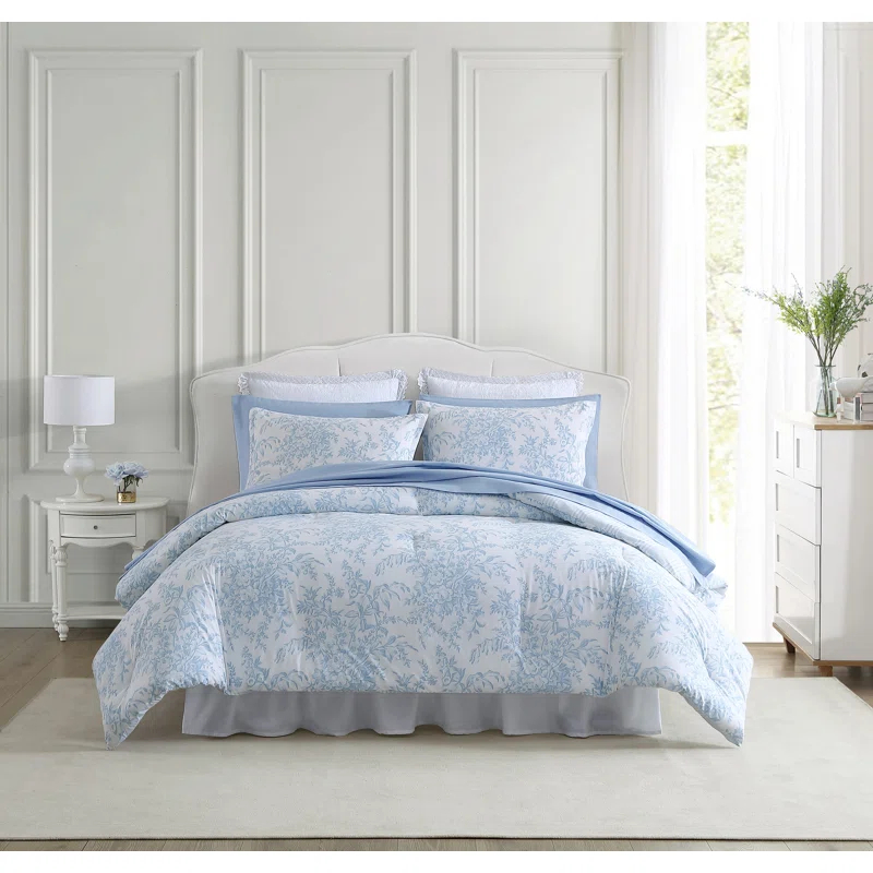 Laura Ashley Laura Ashley Bedford Reversible Cotton Blue Comforter Set