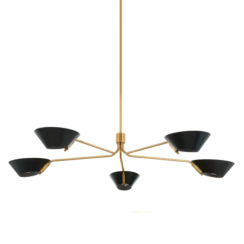 Riaz Chandelier - Cream and Brass / 5 Light