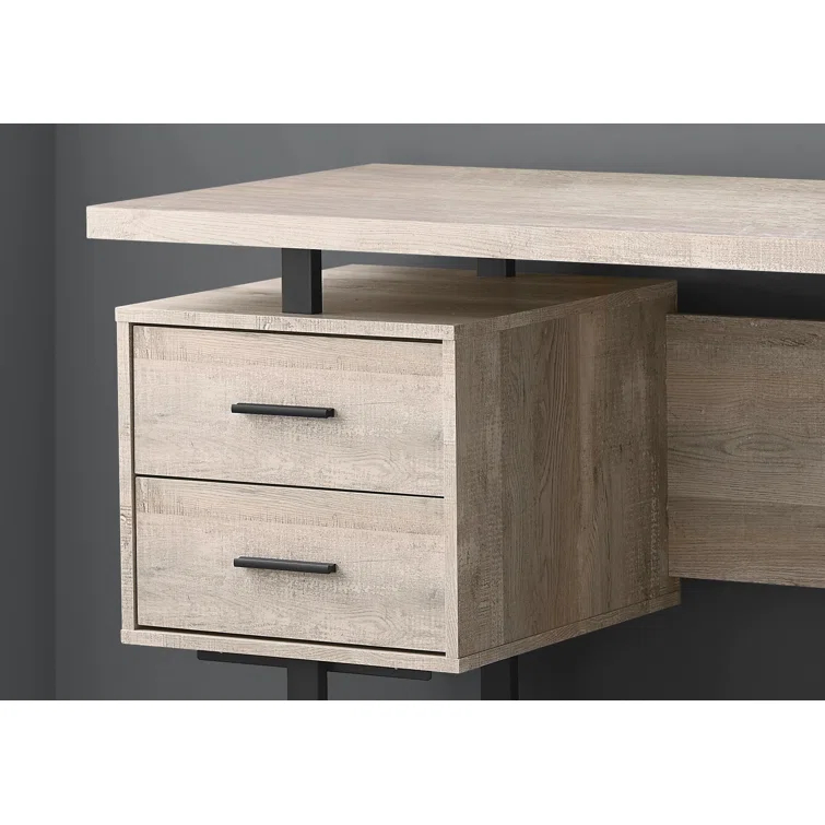 Monarch Specialties Computer Desk, Home Office, Laptop, Left, Right Set-Up, Storage Drawers, 60"L, Metal, Laminate