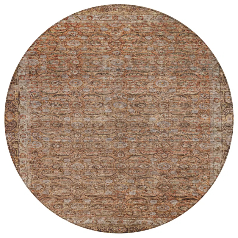Machine Washable Indoor/Outdoor Chantille Copper Rug