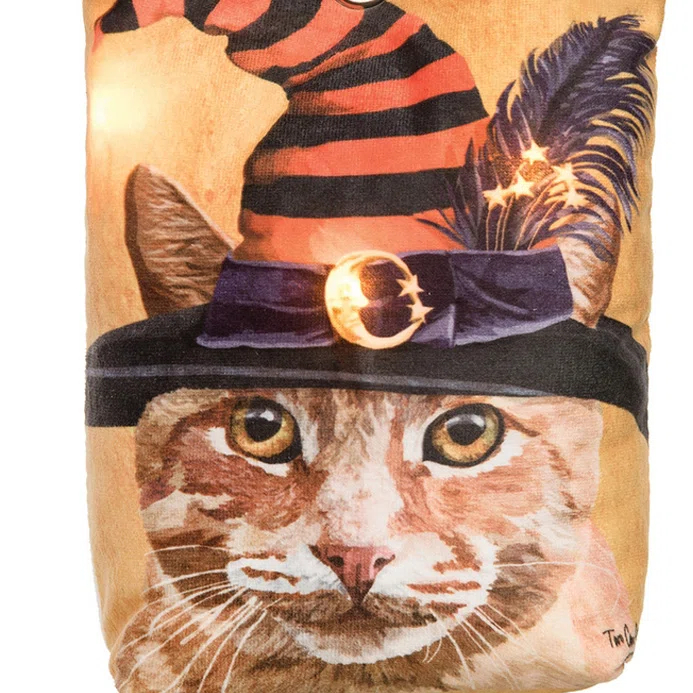 C&F Home Witch Cat-Chunk Halloween Light-Up LED Doorstop Decor