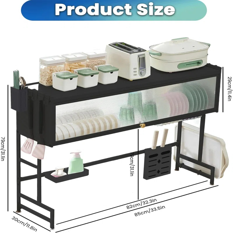 PAVORA 3 Tier Above Sink Dish Drainer Drying Rack, 33.5” Above Sink Dish Rack for Small Kitchens, Space Saving Drying Racks