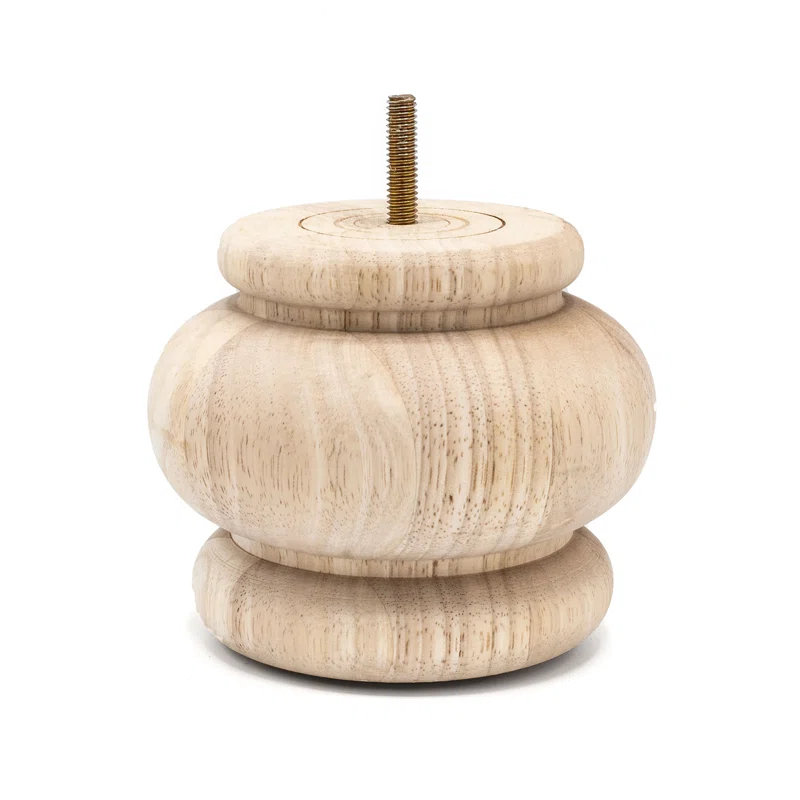 Architectural Products by Outwater L.L.C. 4 in x 4-3/4 in Unfinished Solid Hardwood Round Bun Foot