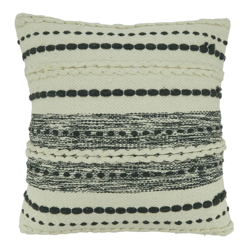 Saro Meir Design Striped Cotton Throw Pillow