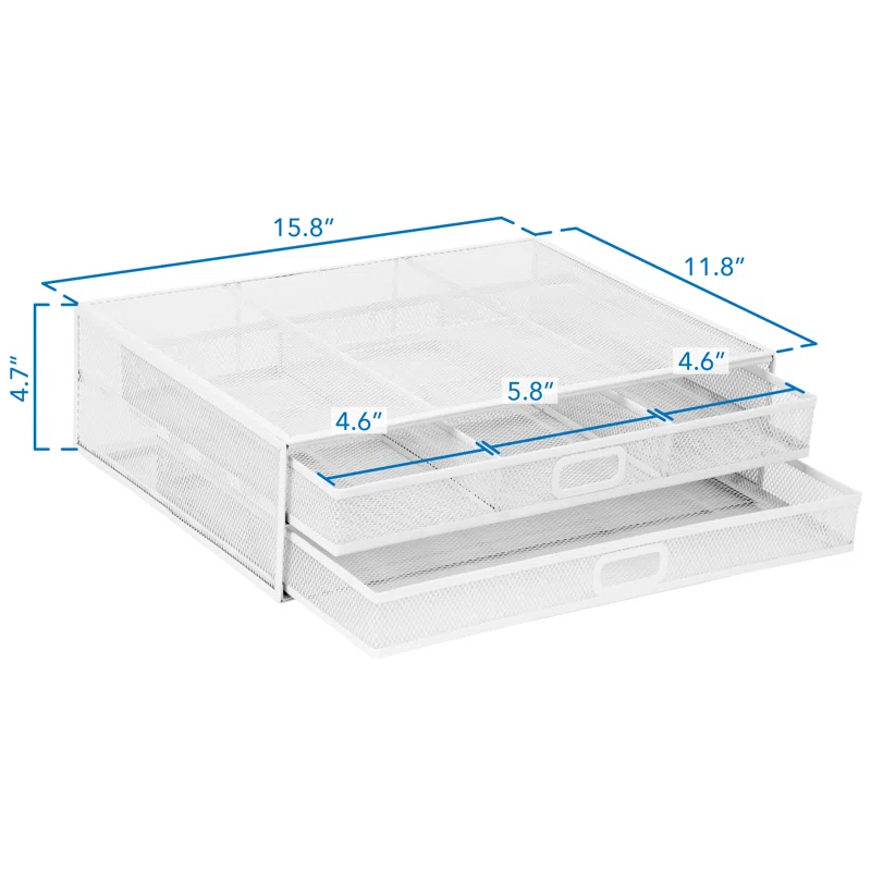 Mount-It! Computer Monitor Stand With Drawers, Metal Mesh Riser & Organizer For Laptop and Computer