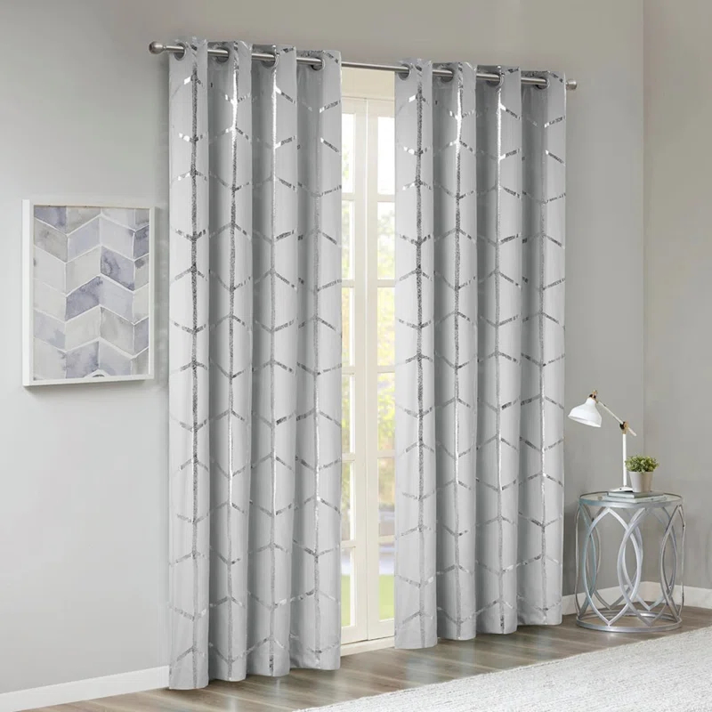 Intelligent Design Raina Geometric Total Blackout Grommet Single Curtain Panel