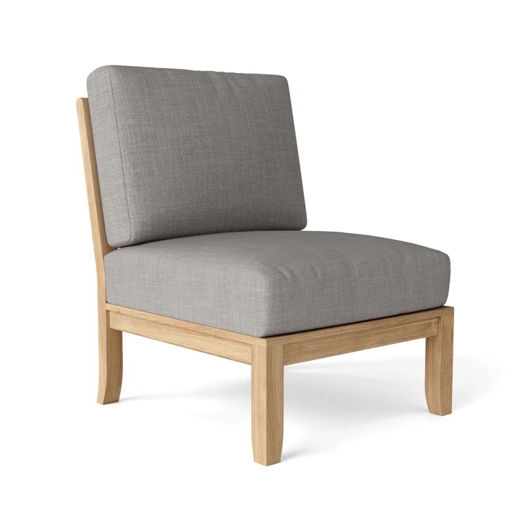 Gray Teak Outdoor Lounge Chair with Sunbrella Cushions