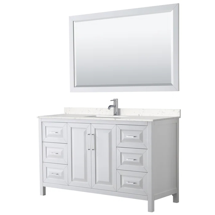 Wyndham Collection Daria 60'' Single Bathroom Vanity with Marble Top with Mirror