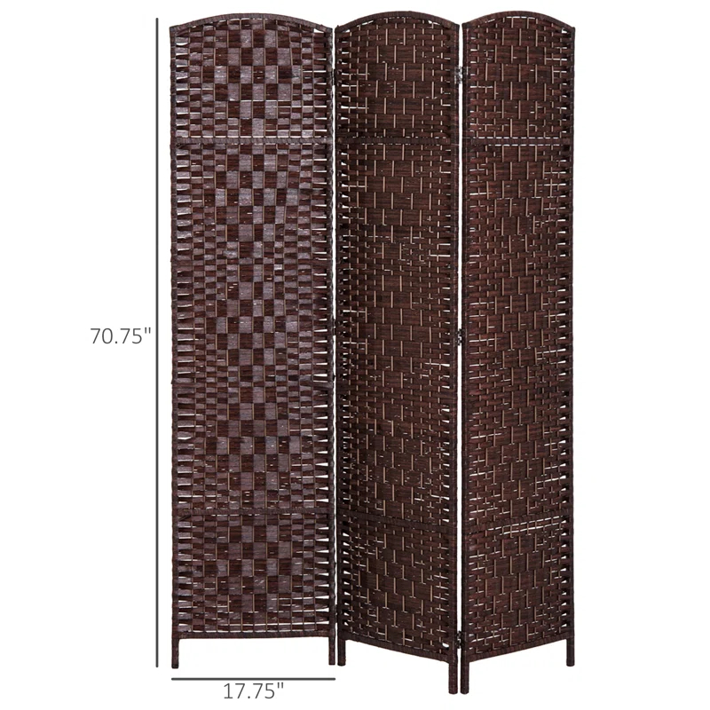 Gracie Oaks 6' Tall Wicker Weave 3 Panel Room Divider Privacy Screen