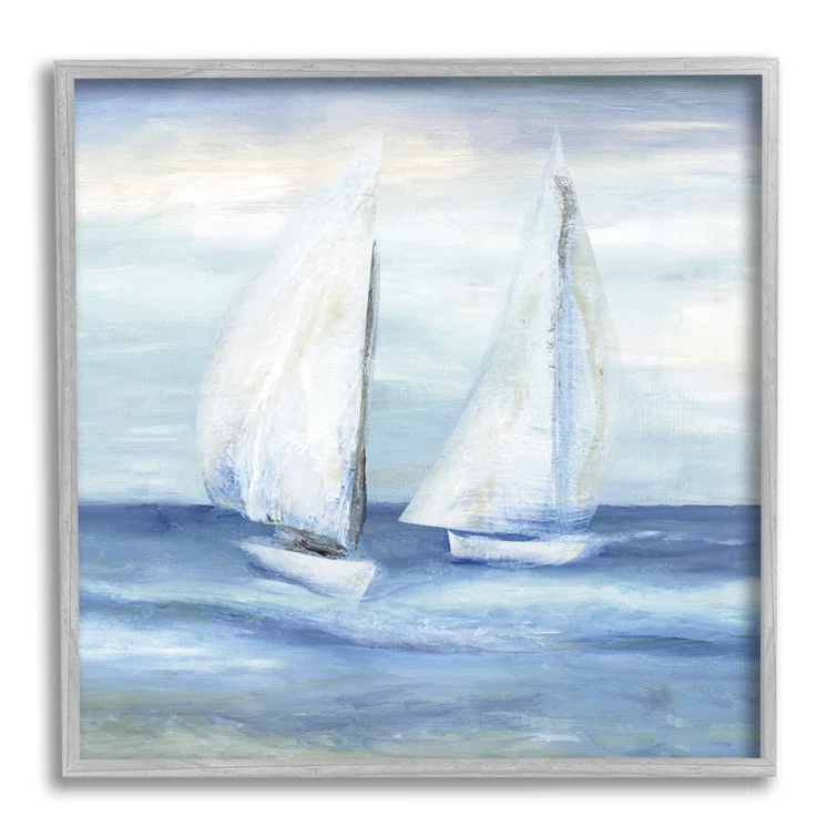 Stupell Industries Au-399-Giclee " Two Sailboats Abstract Blue Scene " by Marilyn Dunlap