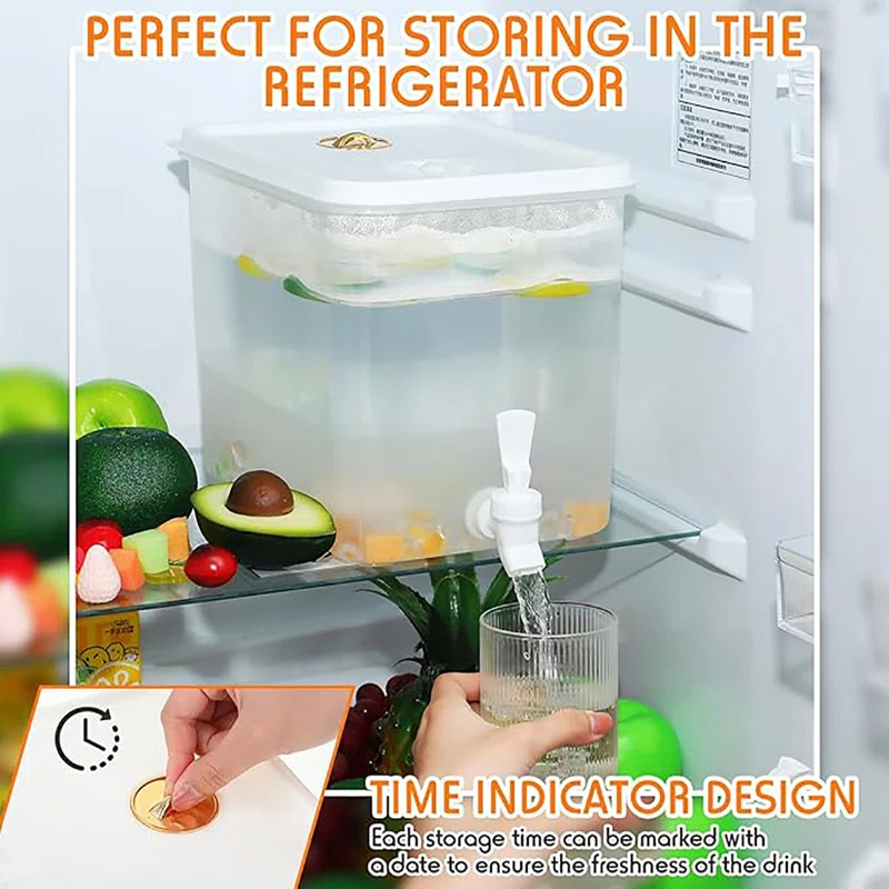 Mint Pantry® 2 Pack 2.5 Gallon Drink Dispenser For Fridge With Spigot Water Dispenser Leak Proof Lids Filter Screen Beverage Juice Container Sealed Plastic Lemonade Milk Cold Hot Drink Tea Jug For Party